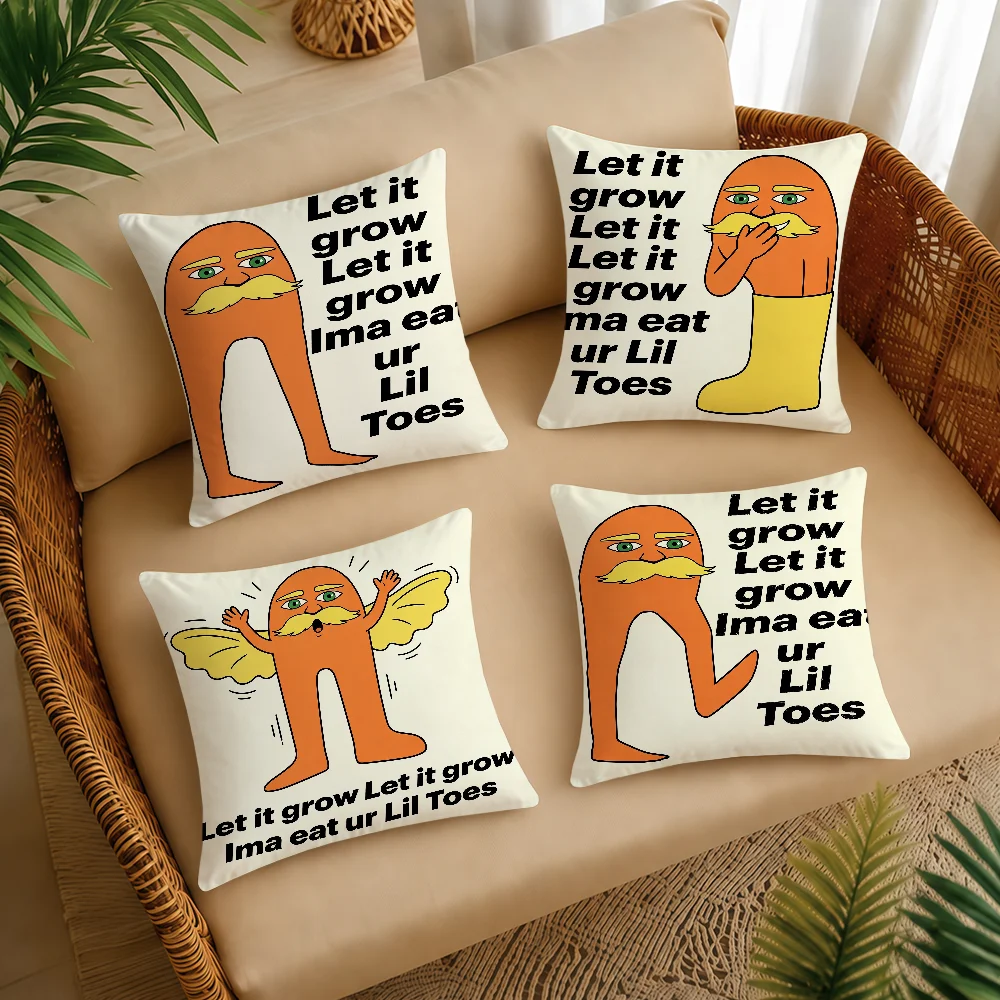 Funny Cartoon Orange Little Figures Cushion Cover Square Decorative Throw Pillow Case Sofa Bed Living Room Anniversary Gifts