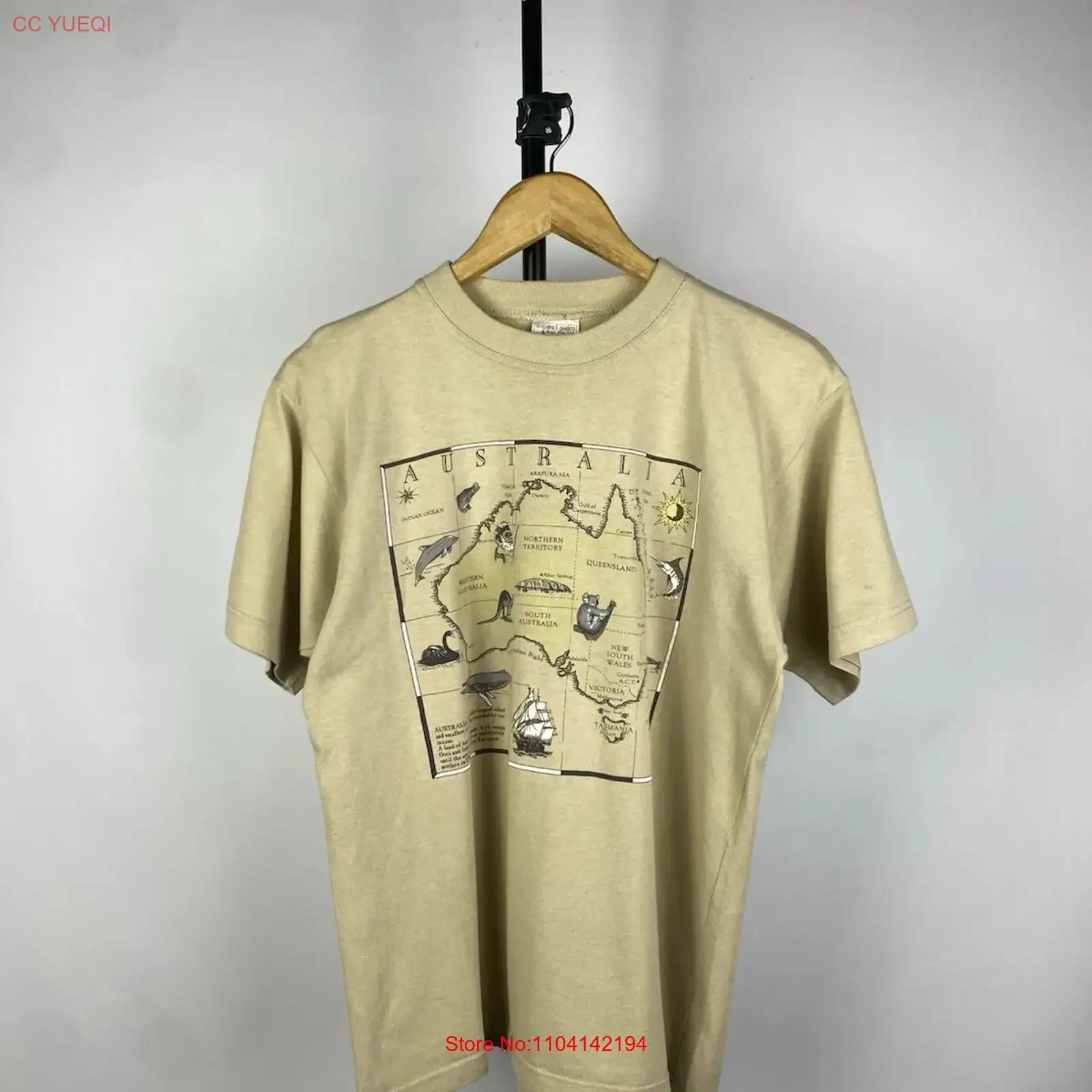 Camiseta Vintage de los 90 con Mapa de Australia y Gran Logotipo, Estilo Y2K, para Hombre, Lavada, Suave, Elástica, Diseño de Autor, Elegante