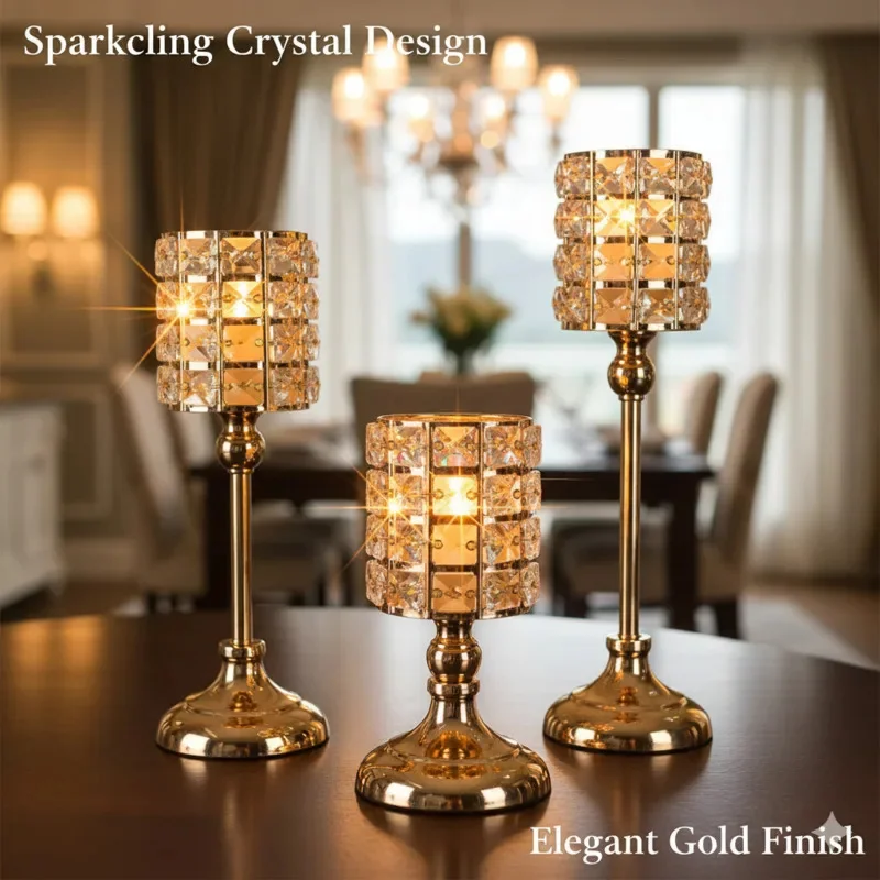 3D Candle Luxury Crystal Candle Holder Eur High Foot Stand Elegant Table Decor Craft Candle Cup Dinner Parties Decor Prop New view 2