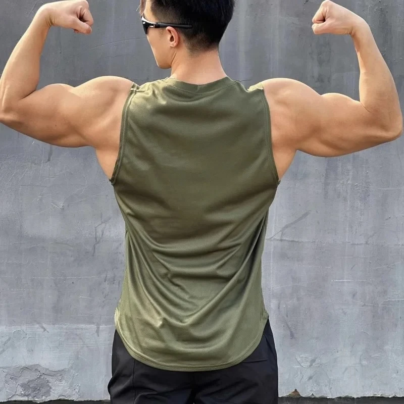 summer Sleeveless vest outdoor sport tank top running fitness undershirt quick drying round neck gym T-shirt men Breathable top