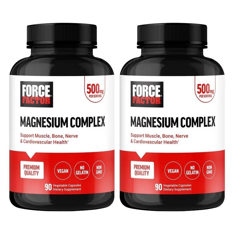2 Bottles Magnesium Complex Capsules - Muscle Recovery, Relieves Stress, Improves Mood, Promotes Bone and Heart Health