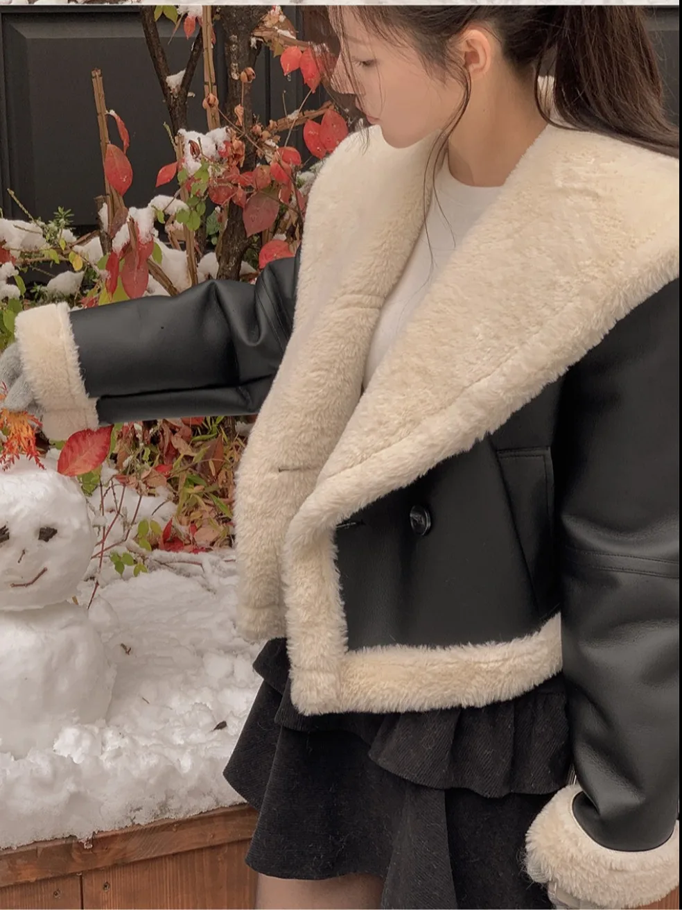 Cappotto da motociclista in pelle PU premium Jaet da donna vestibilità ampia doppia fila bottoni cappotto ort primavera autunno inverno Faion Casual Sle