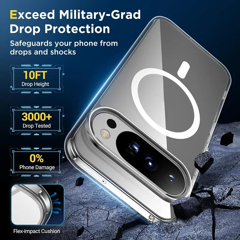 Google Pixel 10 Pro XL用マグネット式スマホケース 透明シェル 耐衝撃バックカバー Pixel 10Pro 10ProXL PCクリアバンパー