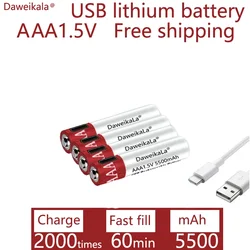 New 5500mAH AA 1.5V rechargeable lithium-ion battery Excellent performance for toys, cassettes and portable TV remote controls