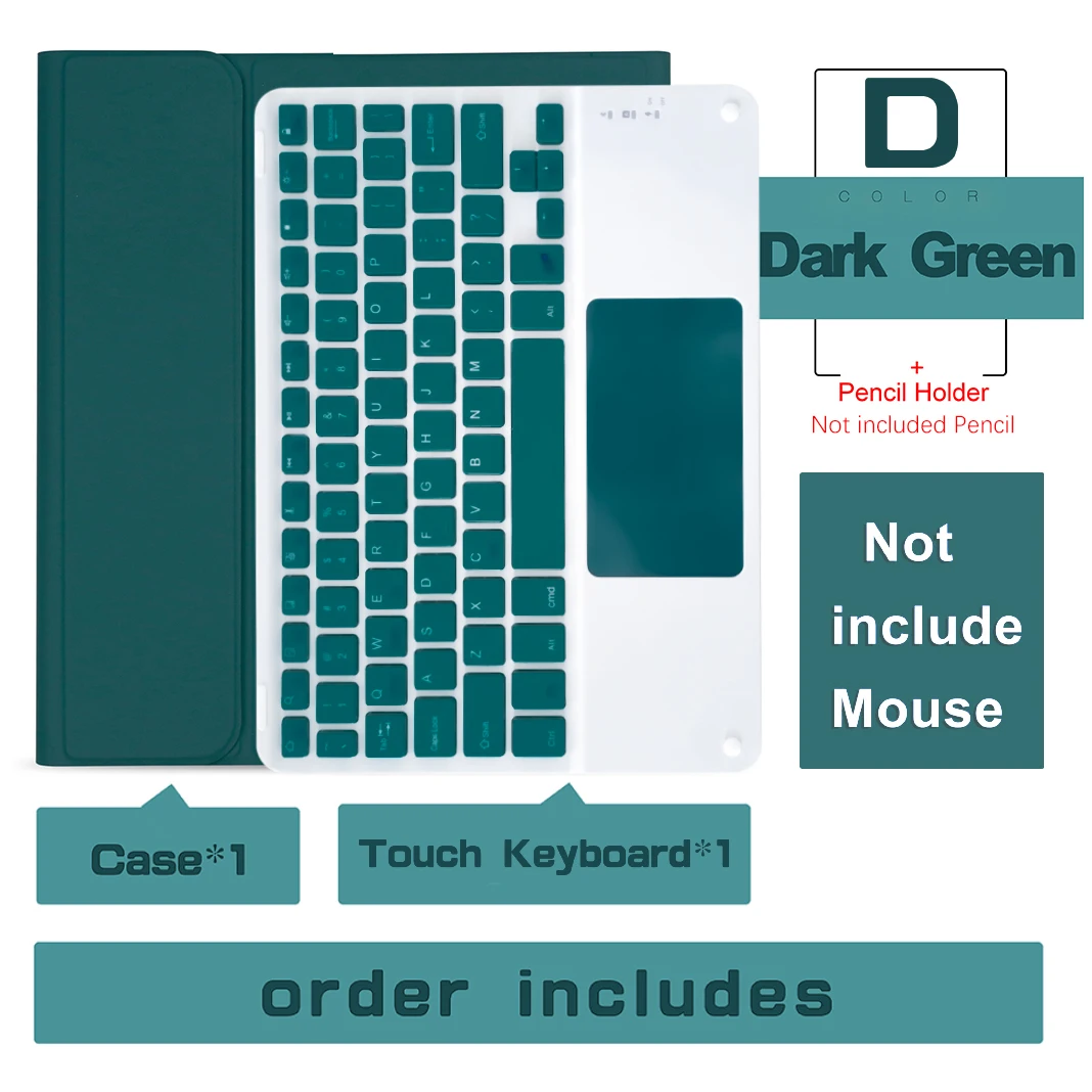 SZEGYCHX Kabellose Tastatur-Maus-Kombination für iPad Pro 13 11 Hülle M5 M4 2026 M3 Air 13 11 5 4 10.2 9 8 7 Generation Hülle Bluetooth-Tastatur 4