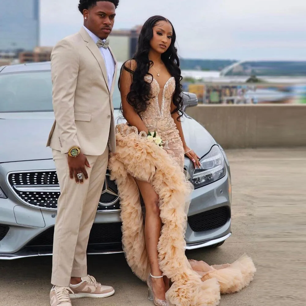 אלגנטי לראות דרך פינוקים וצוואר עמוק בשמלת שמלת ערב רכה אסימטרית שמלות ערב רכות אסימטריות מותאמות אישית בתוספת גודל