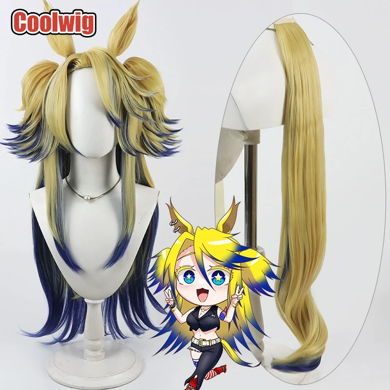 

Coolwig Synthetic Hair Obey Your Master Cosplay Wigs Uma musume: Pretty Derby 80cm Blonde Mixed Blue Ponytail Wig Heat Resistant