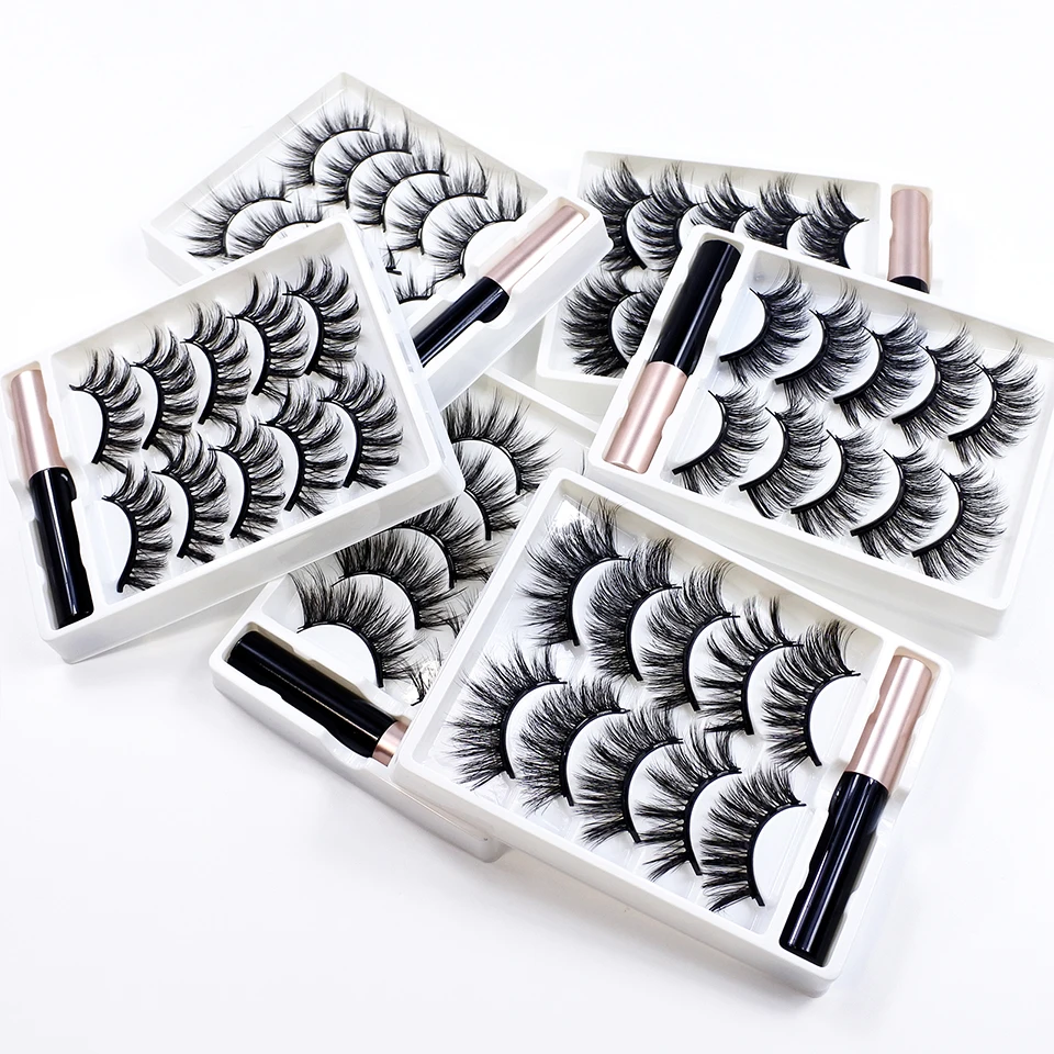 1/5 ペア磁気まつげメイクアップつけまつげバルクアイテム卸売ナチュラル磁気まつげアイライナーセット