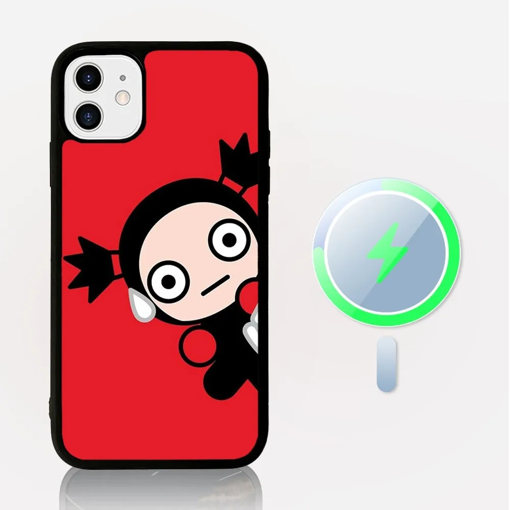 Cartoon P-Pucca G-Garu Phone Case Magesafe Magnetic Wireless Charge Case For IPhone 16 11 12 13 14 15 Pro Max Plus Mini