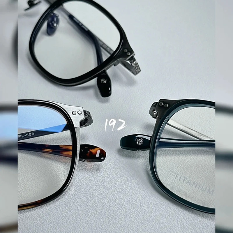 Japanese Style New Ultra-Light Pure Titanium Glasses Women Men Brushed Metal Texture Frame High-end IP Electroplating Spectacles