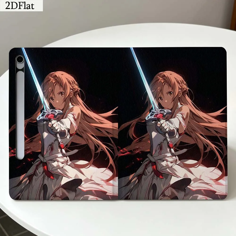 Cartoon Blonde Sword Girl For Samsung Galaxy Tab S11 S10 S9 S8 S7 S6 A11 A10.1 A9 A8 A7 Ultra FE Plus Soft Tablet Case Gift