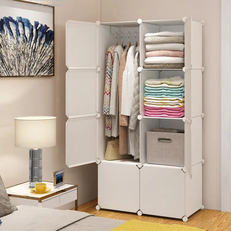 

Cabinet Plastic Wardrobe Modern Open Display Storage Organizer Partitions Bedroom Wardrobe Clothes Muebles Trendy Furniture