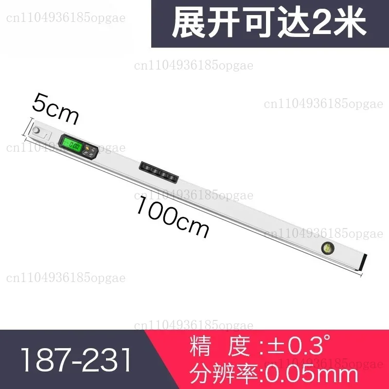 High Precision Digital Magnetic Level Ruler, 2m Foldable Aluminum Alloy Electronic Level Tool for Leveling & Alignment