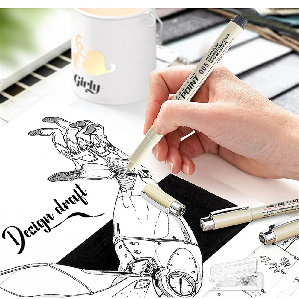 Micro Fineliner Pens, Black Drawing Art Pens, Waterproof Ink Set Artist Sketch Outline Pen, Precision Drawing and Sketching Kit image 5