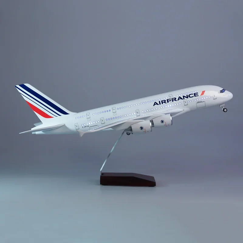 1:160 Scale Large Model Airplane Airbus A380 Air France Plane Models Diecast Airplanes with LED Light for Collection or Gift