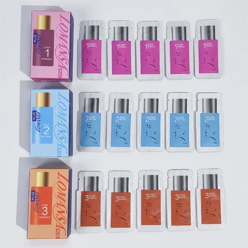 Lomansa coreano 10 unids/lote 5-8 minutos Kit de permanente de pestañas elevador de pestañas número de bolsita # 1 # 2 # Herramienta de maquillaje permanente para rizar loción de 3 ajustes