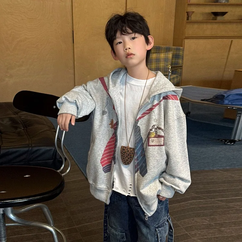 

Boys Hooded Jacket Spring Design Sense Trendy Top 2026 Spring and Autumn New Children's Leisure Sports Children's Clothing