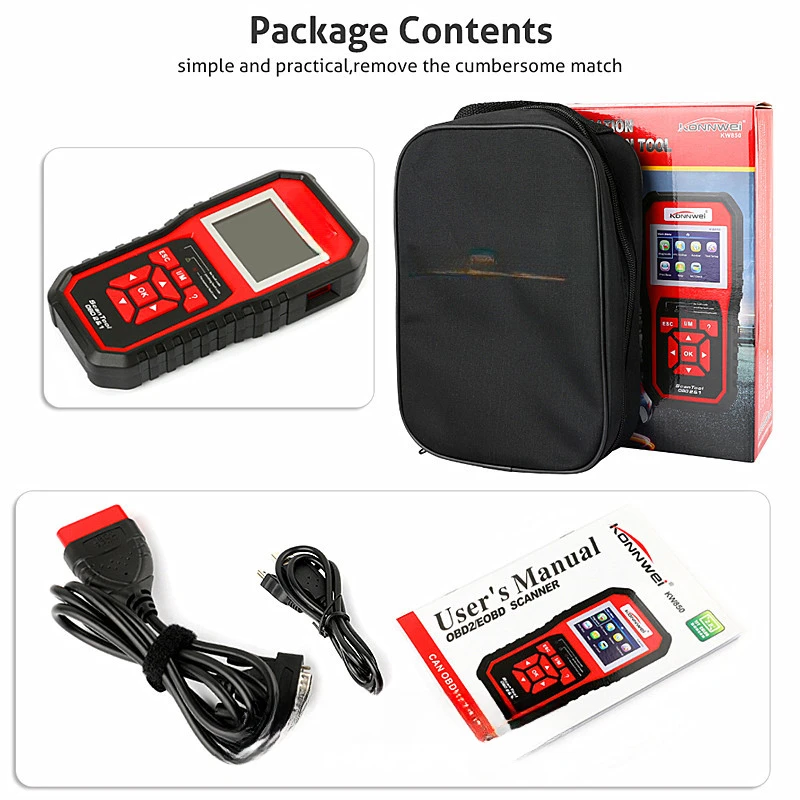 KONNWEI KW850 OBDII EOBD Automotive Computer Fault Scanner Code Reader Support Eight Languages