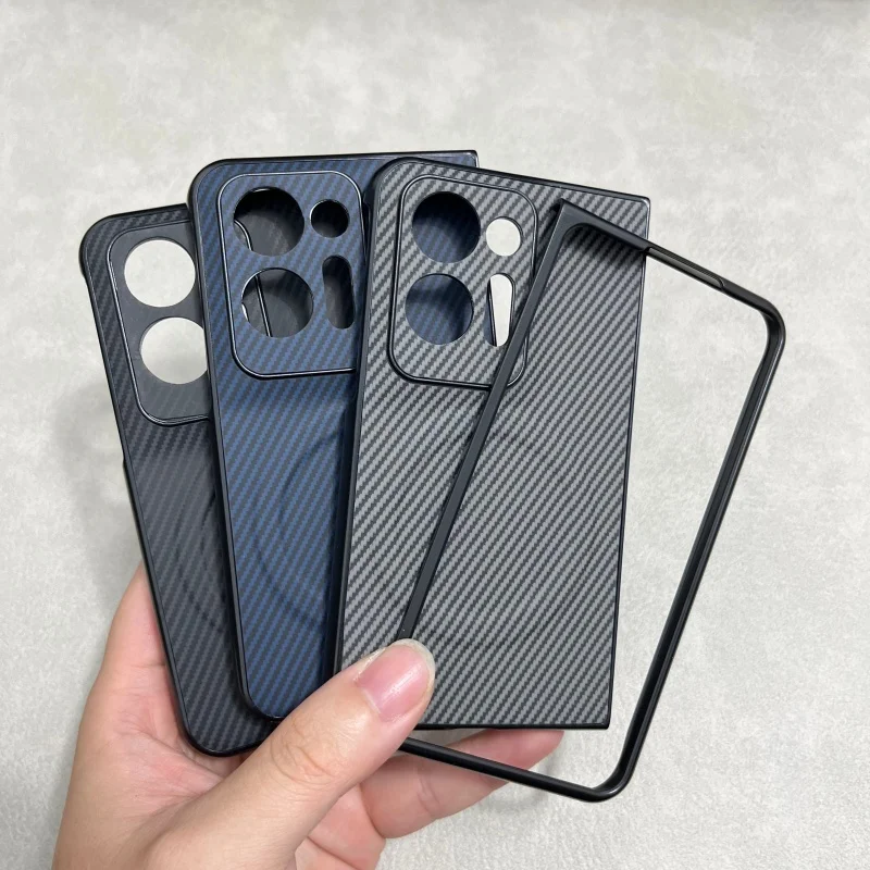 Funda para Teléfono Móvil OPPO Find N2, Diseño de Fibra de Carbono y Cuero PU, Carcasa Rígida Magnética de PC