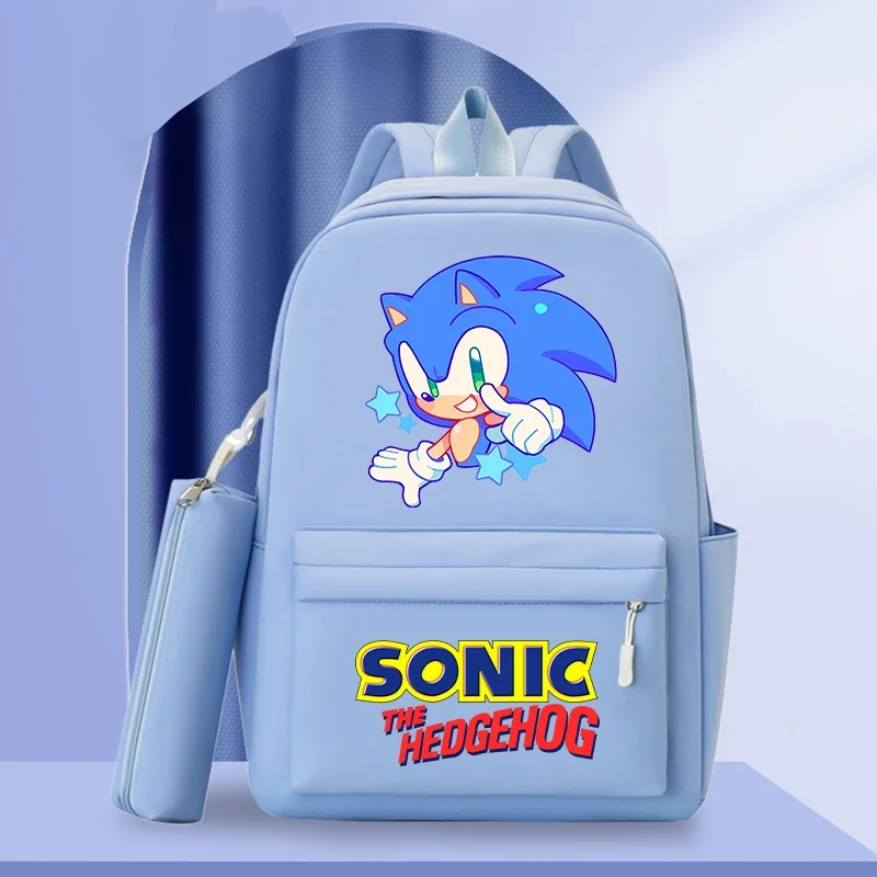 Soniced Backpack 2-piece Set Large Capacity Portable Backpack Student Cartoon Anime Pattern Backpack Pencil Case Birthday Gift