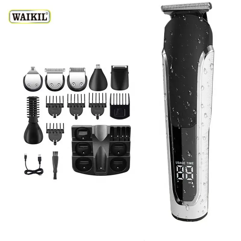 Машинка для стрижки волос 6 в 1 с USB-зарядкой и цифровым дисплеем