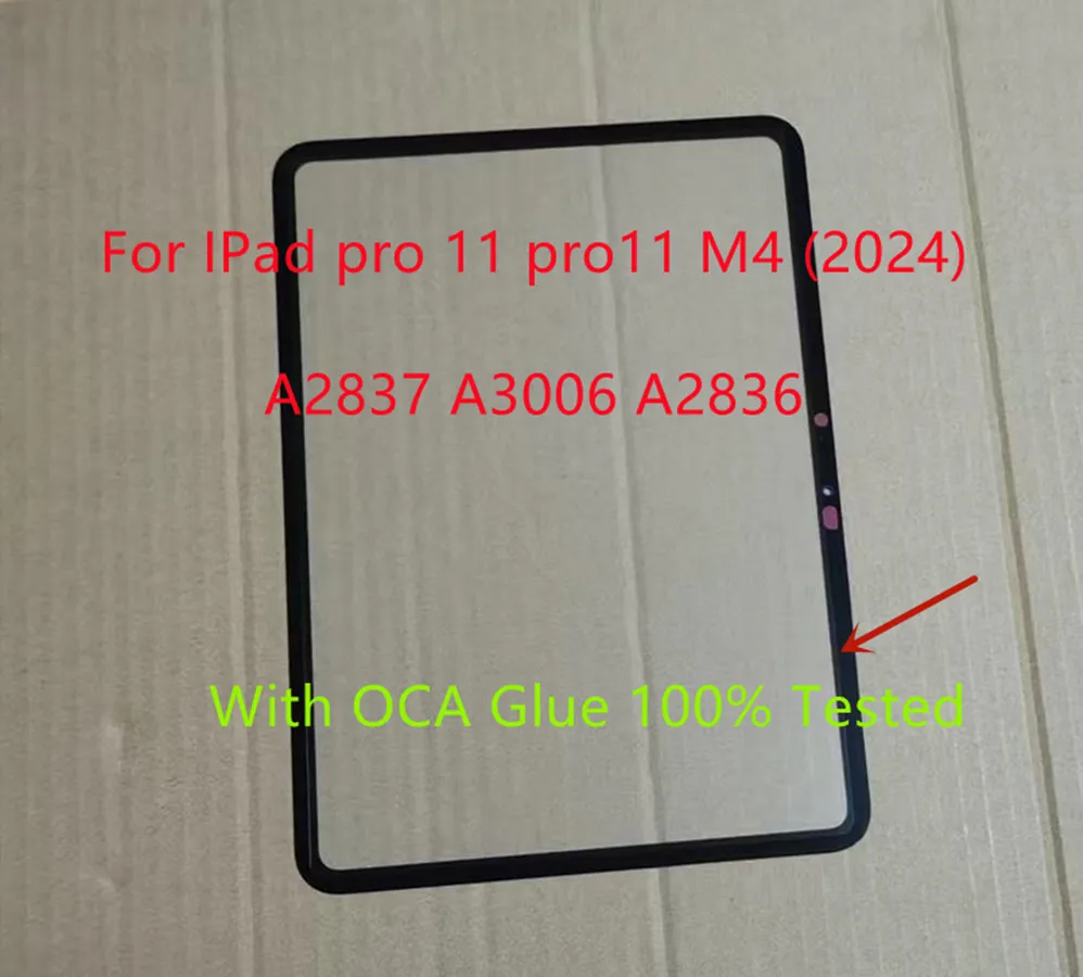 AAAAA 11''Inch For IPad pro 11 M4 pro11 M4 (2024) A2836 A3006 A2837 Front Glass Touch Glass Panel + Laminated OCA Glue Tested