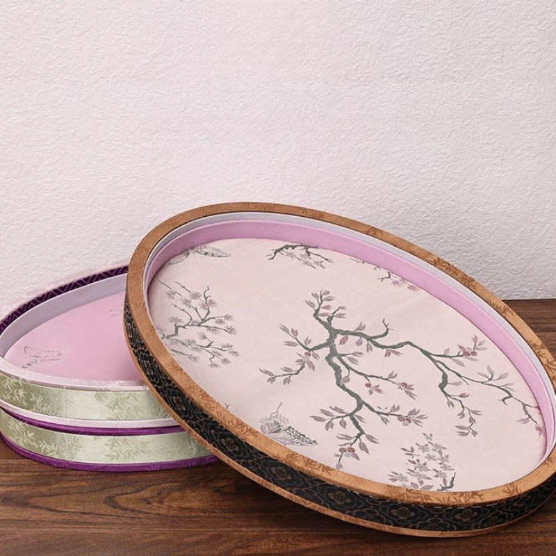 Fabric Jewelry Pallet Chinese Style Retro Pallets Earrings Necklace Ring Display Tray Jeweler Counter Jewellery Showcase Trays