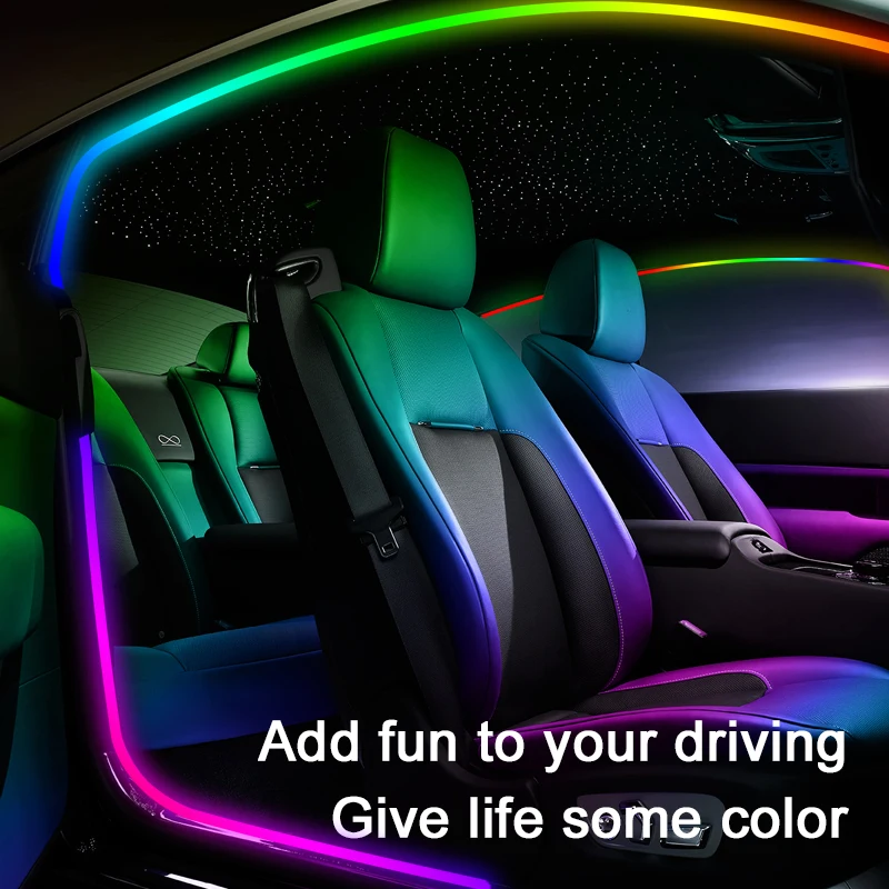 BLALION Car Door Frame Lights Full Color Streamer Car Ambient Lights RGB 64 Color Universal LED Interior Hidden Acrylic Strips