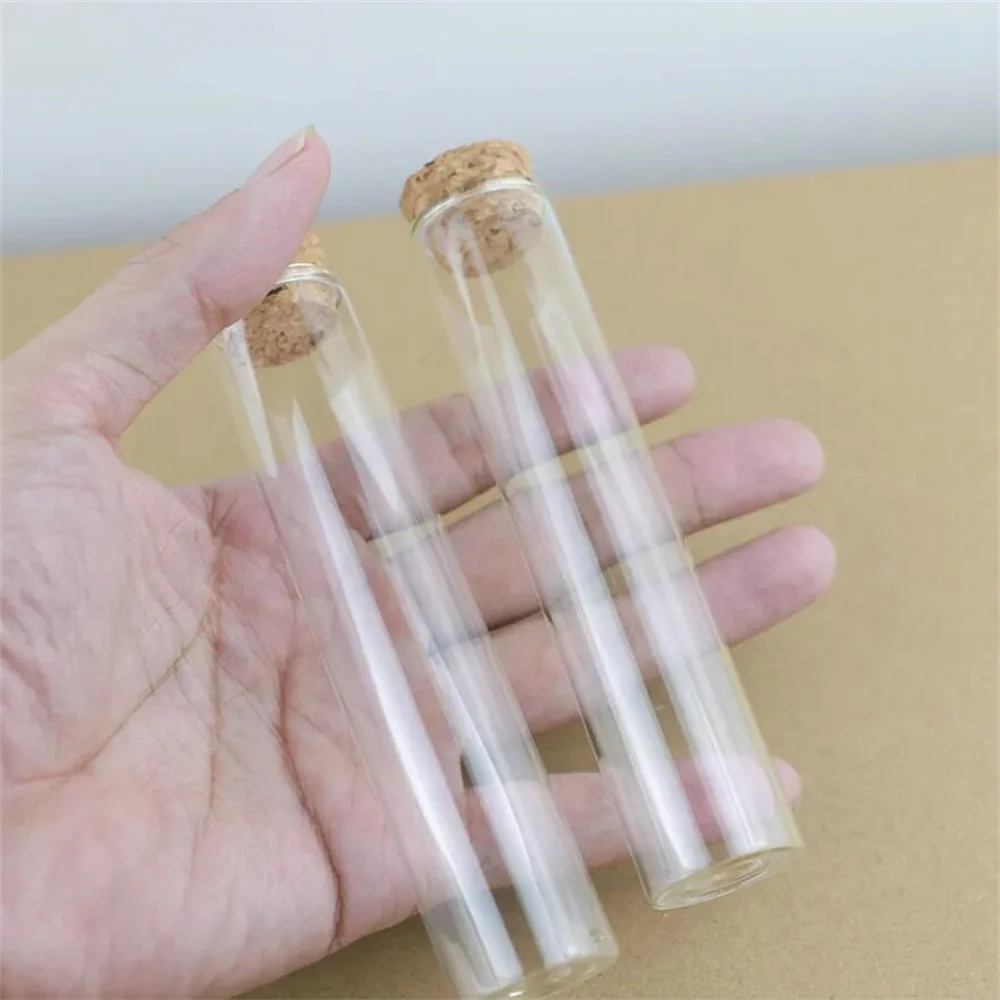 Flat-bottomed Glass Test Tube 20 pcs/lot 20*25*150mm long tube Glass Bottle Mini Bottles DIY Wedding Jars Cork Stopper