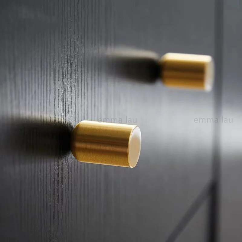 Moderne goldene Möbel Griff Schublade Knopf massives Messing runde Zylinder griffe für Schrank tür Küchen schrank Kleider schrank zieht