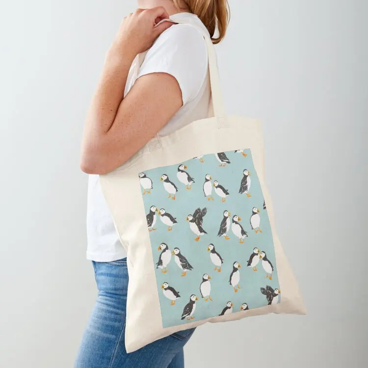 

PUFFINS Tote Bag shopper bag women canvas shopper bag woman supermarket folding Shopper handbag