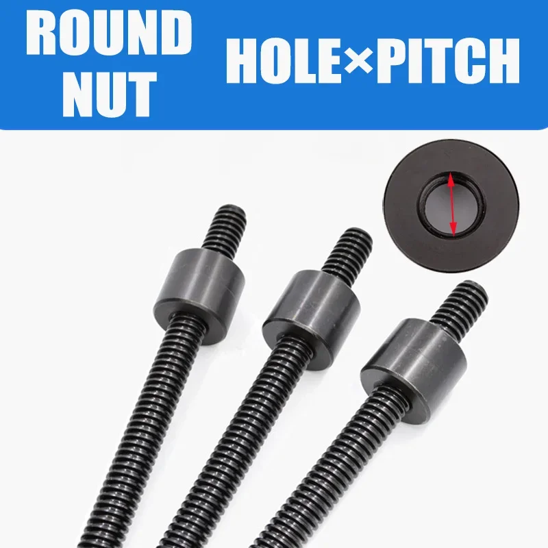 1 pièce 45 #   Vis trapézoïdale en acier avec écrou rond Tr12 Tr16 Tr20 Tr24 Tr25 Tr28 Tr30 Tr32 pour machines-outils CNC à mouvement linéaire ﻿