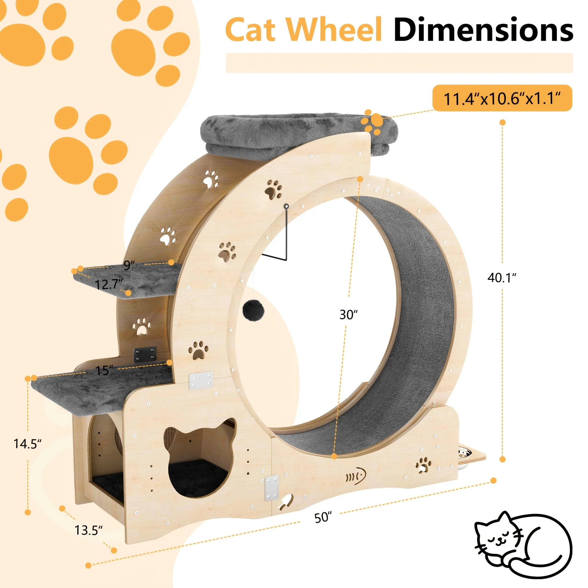 Quiet Indoor Cat Exercise Wheel – 119 USD Limited-Time Offer | Large Pet Activity Treadmill for Energy Release | Space-Saving De view 6