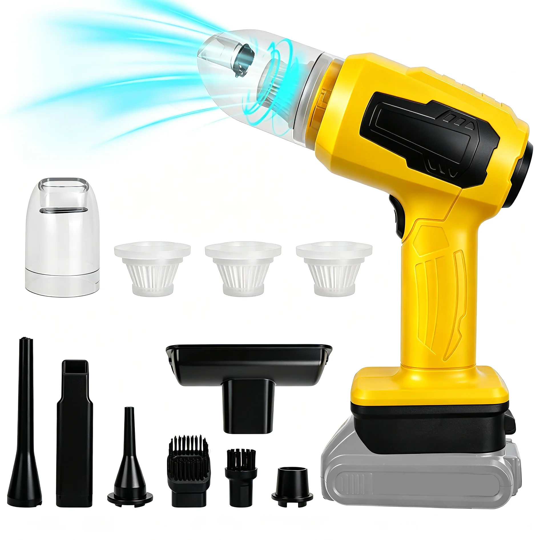 Handheld Car Vacuum Cleaner 10000Pa 2-In-1 Cordless Vacuum Cleaner & Air Duster Home for Dewalt/Milwaukee 18V 20V Battery Pin