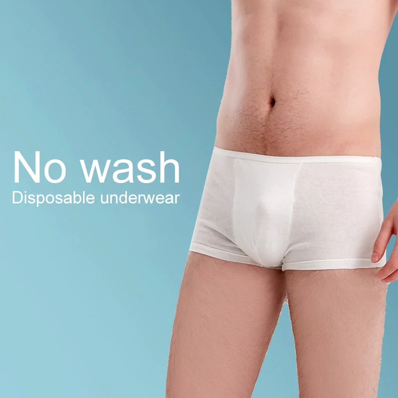 3pc Disposable Cotton Underwear Men White Seamless Boxer Briefs Breathable Middle Waist Panties Business Travel Elastic Lingerie