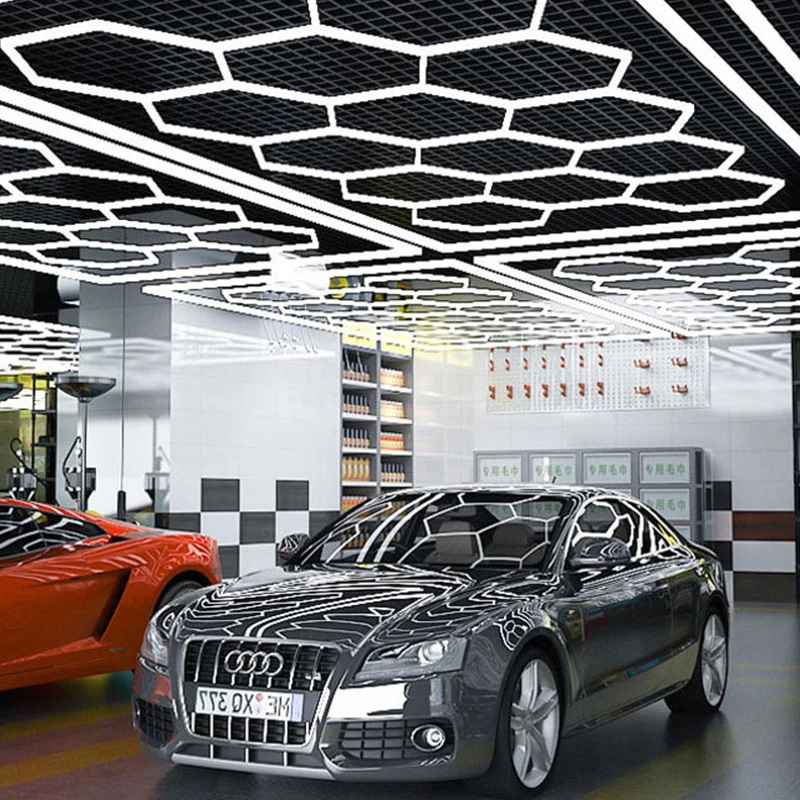 Garage Light Hexagon Lights lamp 240V Led Tube Honeycomb Ceiling Lighting For Auto Car Body Repair Led Workshop Cutomized