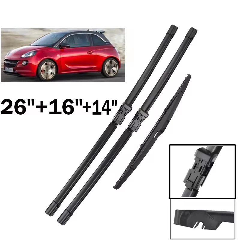 

Wiper Front & Rear Wiper Blades Set For Opel Adam 2012 - 2019 Windshield Windscreen Window Rain Brushes 26"+16"+14"