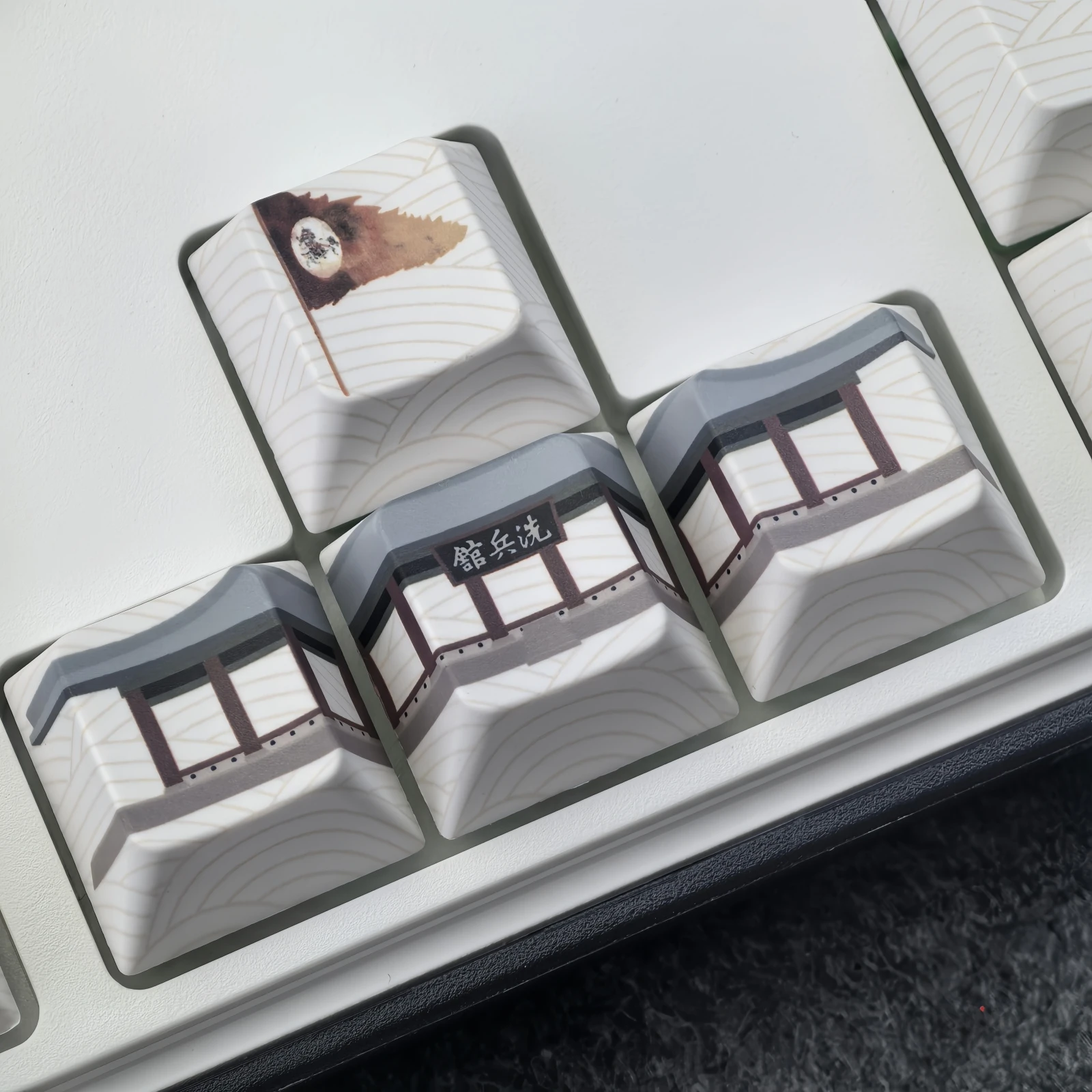 Teclas Retro coreanas Pbt con diseño de cereza, teclas colgantes, líder de guerra histórica, llave General de 129 teclas para teclado