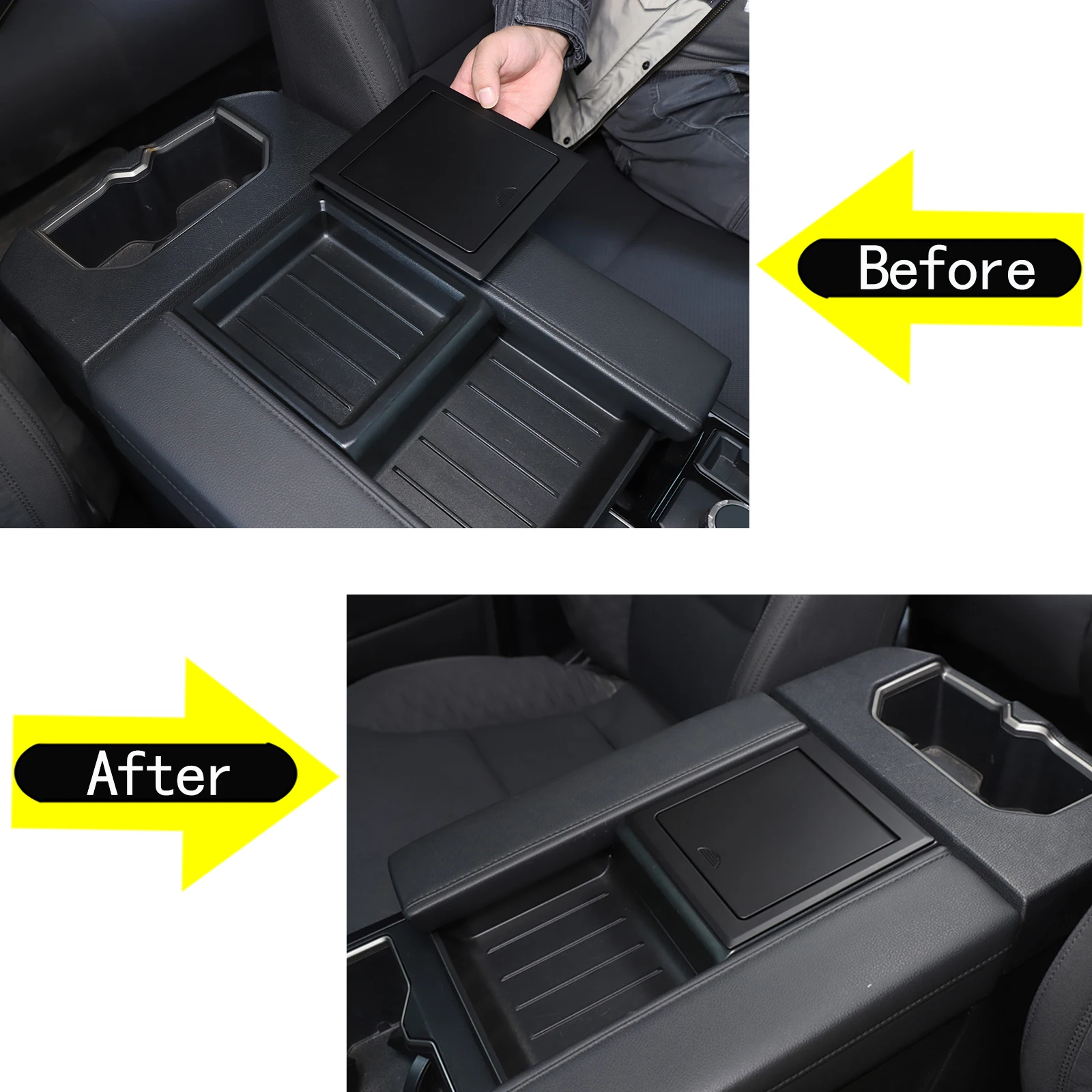 Car Armrest Hidden Storage Box Center Console Handrail Privacy Organizer Tray For Toyota Tundra 2022-2024 Accessories