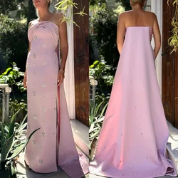 Customized Matching Jersey Pattern Pleat Straight Strapless Long Dresses Celebrity Dresses Exquisite Formal Simple Modern Style