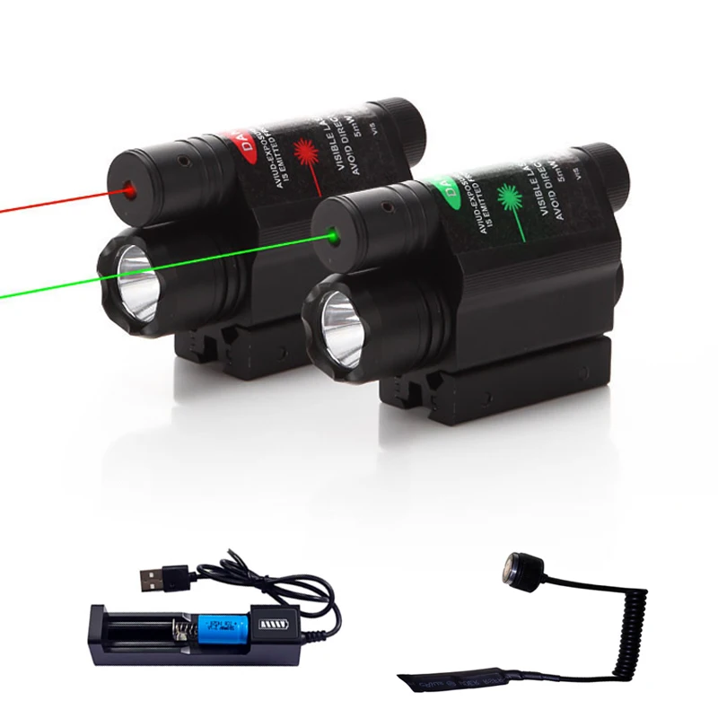 

Strong Light LED Tactical Flashlight Laser Integrated Red And Green Laser Sight Aiming At T6 Airsoft Rifle Accessories Hunting