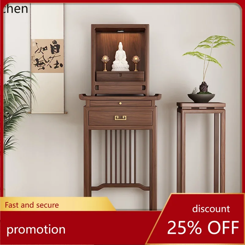 ZML Solid Wood New Chinese Style Altar Table for Offering to Gods and Goddesses, Wealth God and Guanyin Offering Table