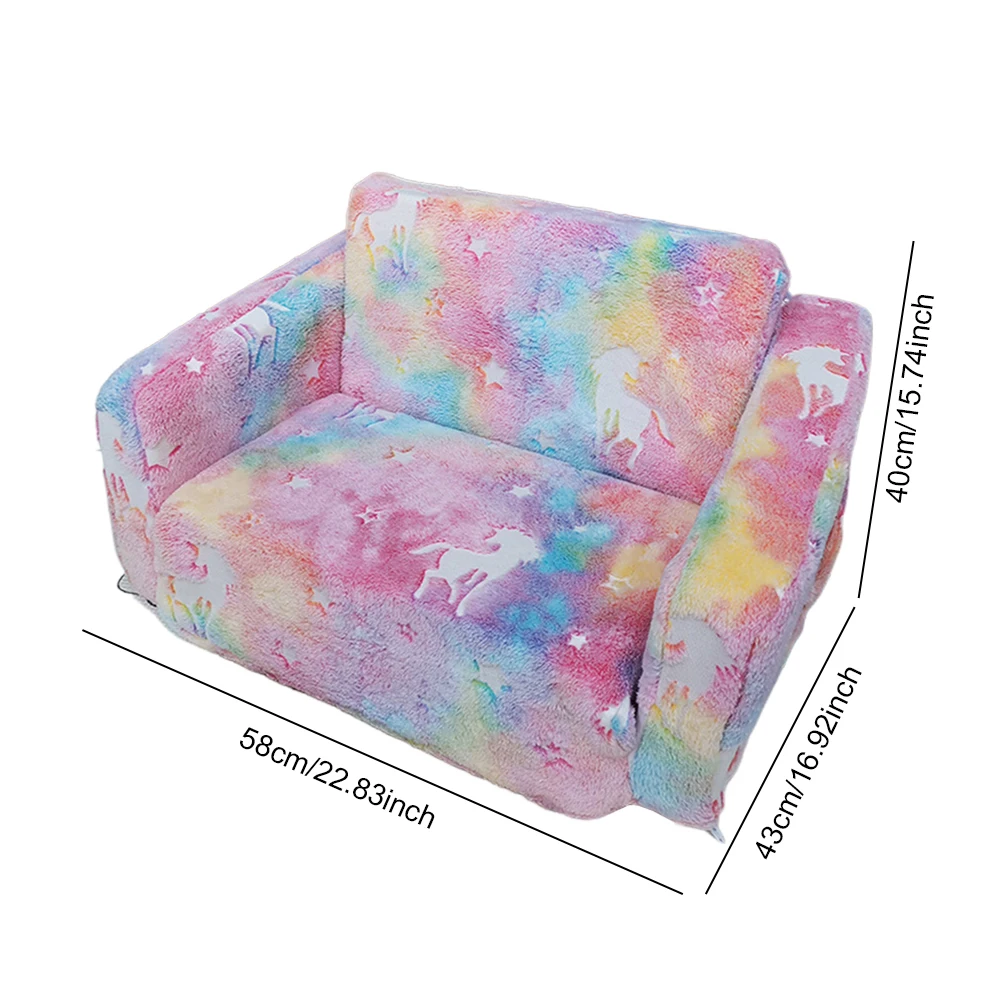 

Toddler Kids Couch 2-in-1 Toddler Soft Couch Fold Out Convertible Sofa To Lounger Toddler Play Couch Fold Out for Girls and Boys