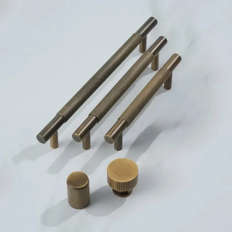 

Nordic Vintage Brass kitchen cabinet handles Bronze Knurled handles for wardrobe and drawer luxury handles for furniture