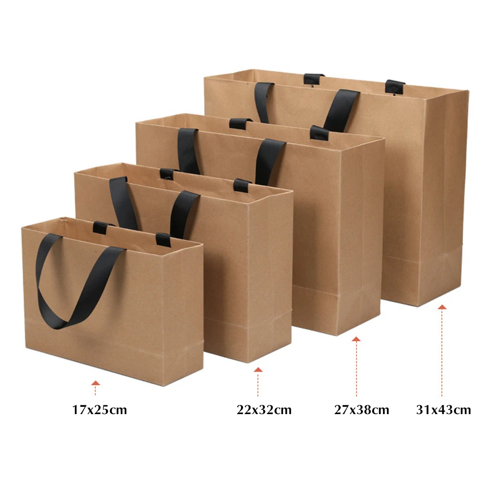 50Pcs/lot Customized Logo Paper Gift Bags with Handle Print Logo On One Side Paper Bags For Christmas Wedding Party Free Design - Image 3