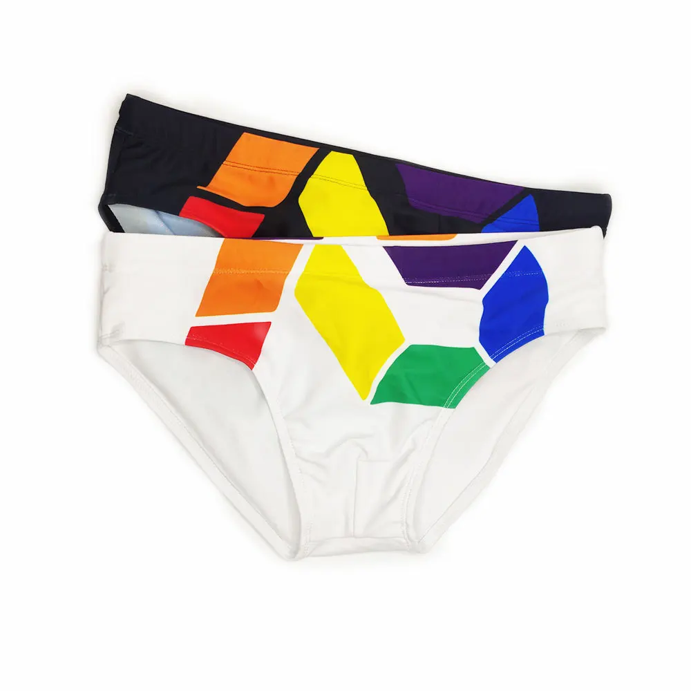 الرجال جديد شريط ملون سلسلة مثلث سراويل السباحة أزياء قريبة بركة عطلة الشاطئ الترفيه UXH069 #1