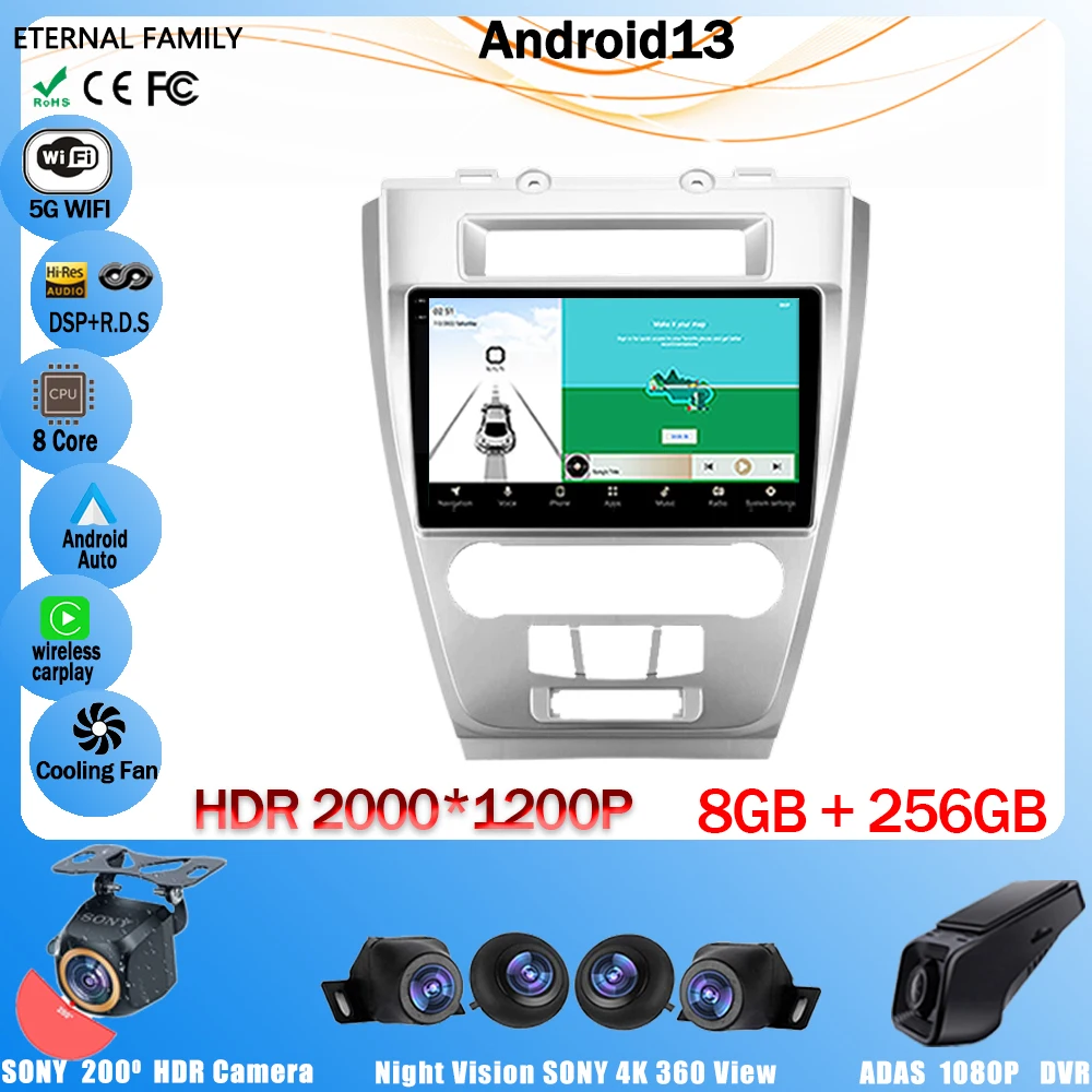 

Android 13 Car Radio For Ford Fusion Mondeo Mustang 2009 - 2012 QLED Navigation GPS Multimedia Audio Video Head Unit 360 Camera