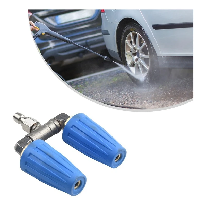 1Set High Pressure Washer Dual Tip Turbo Nozzle 4000PSI Pressure Rotating Dual Turbo Nozzle Spray Tip 1/4Inch Blue