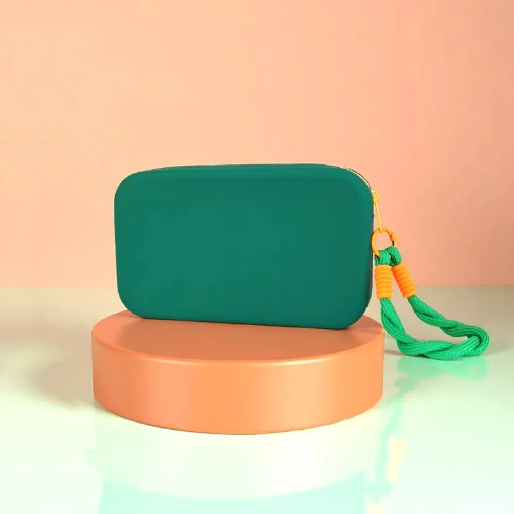 Silicone Makeup Bag Large Capacity Waterproof Coin Purse Wallet with Zipper Square Headphone Key Storage Bag for Women Girls