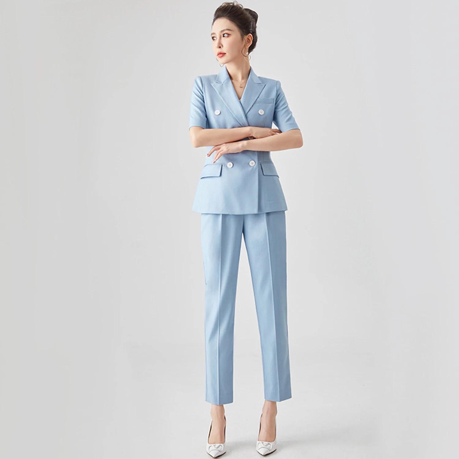 Allingentle Women's Suit Slim Fit Business Pantsuit 2 Piece Suit Blazer Outfit for Casual Office Customize